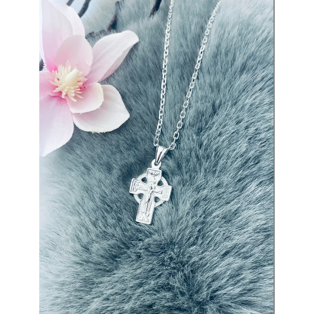 Silber Anhänger orthodoxes Kreuz mit Jesus Christus Erstkommunion Taufe