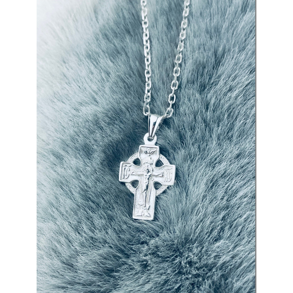 Silber Anhänger orthodoxes Kreuz mit Jesus Christus Erstkommunion Taufe