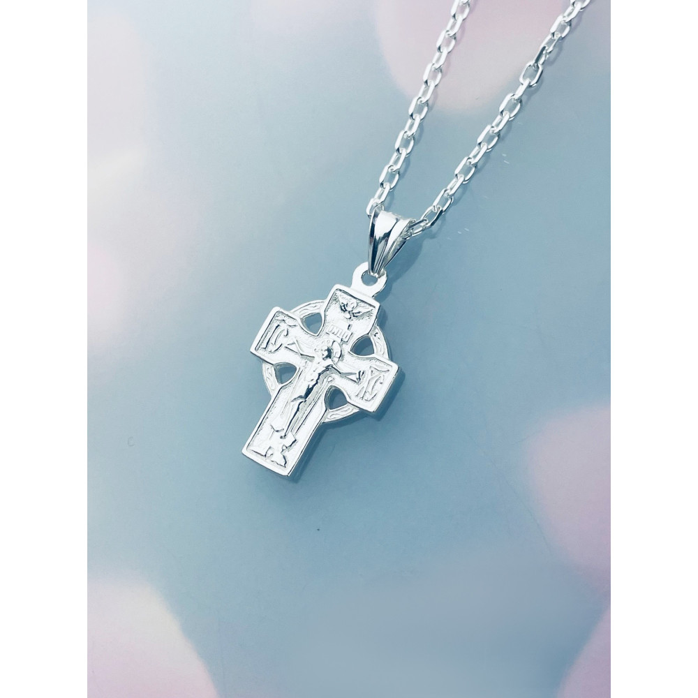 Silber Anhänger orthodoxes Kreuz mit Jesus Christus Erstkommunion Taufe