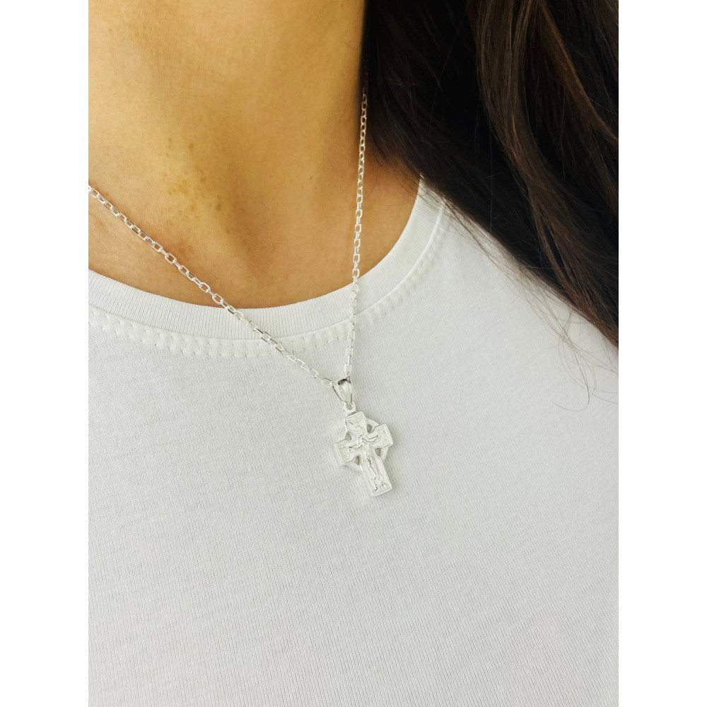 Srebrny krzyżyk prawosławny Pan Jezus Komunia Chrzest