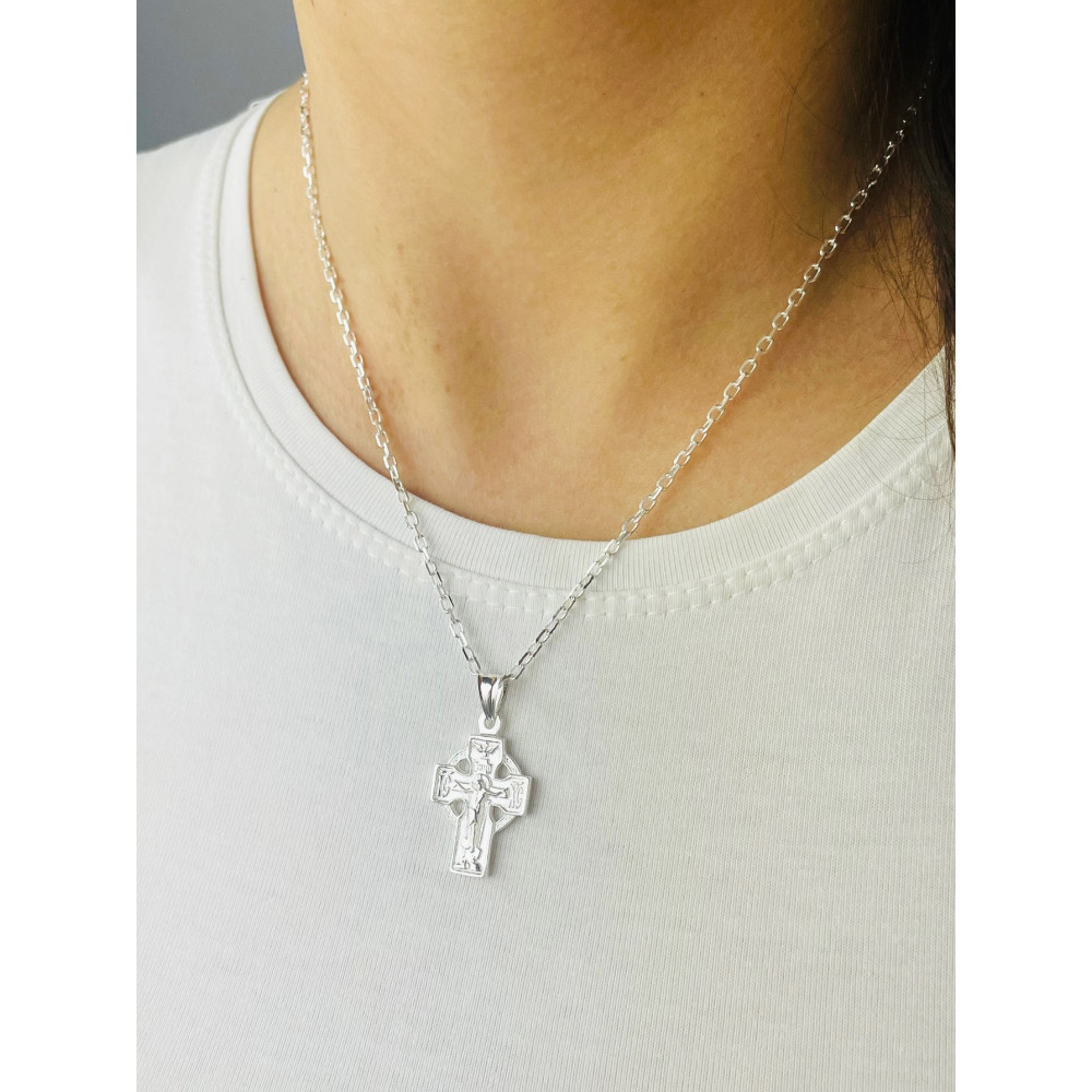 Silber Anhänger orthodoxes Kreuz mit Jesus Christus Erstkommunion Taufe