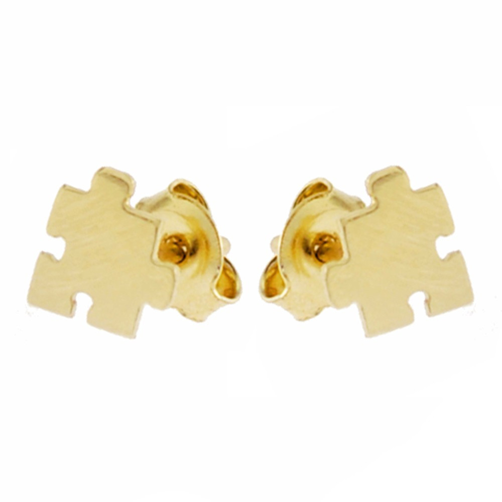 Złote kolczyki puzzle puzzel