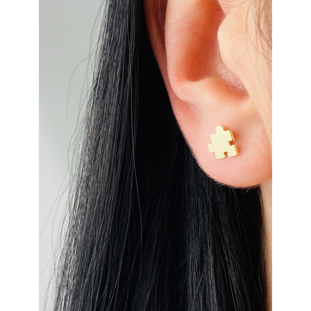Złote kolczyki puzzle puzzel