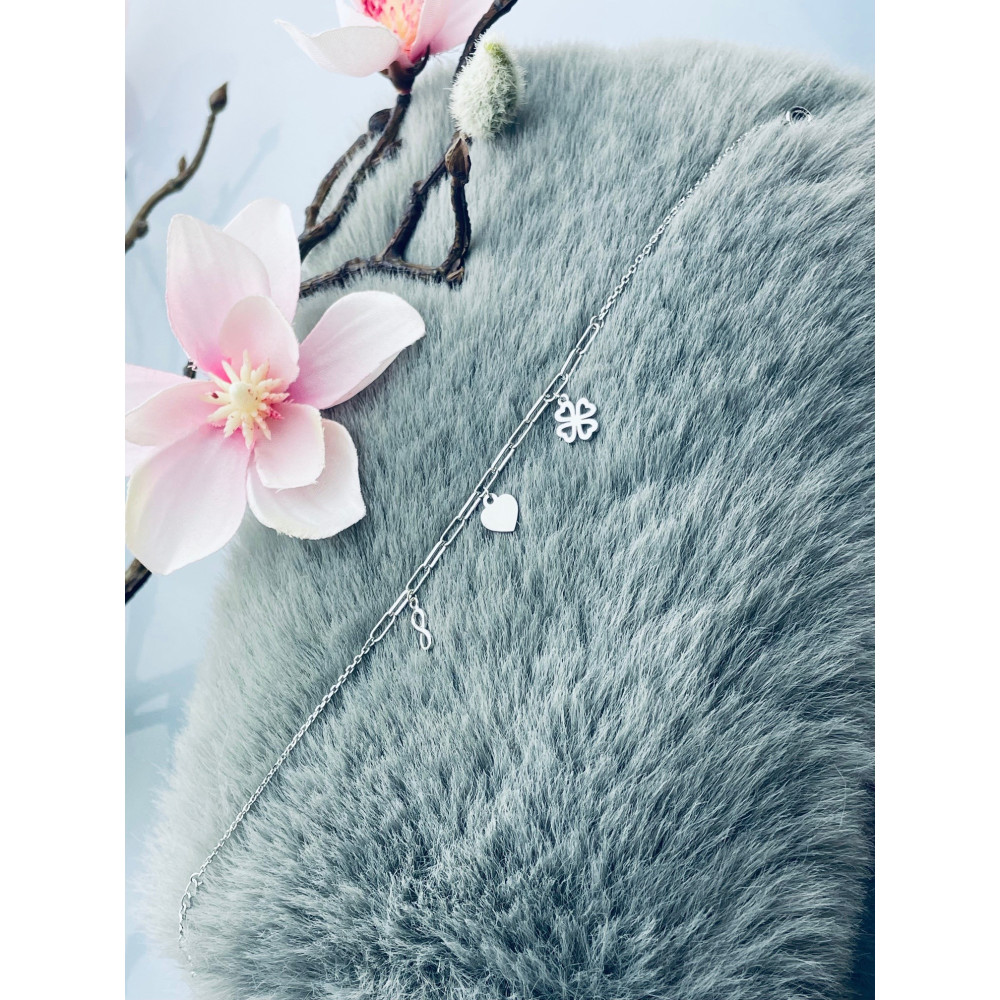 Złota bransoletka celebrytka serce nieskończoność