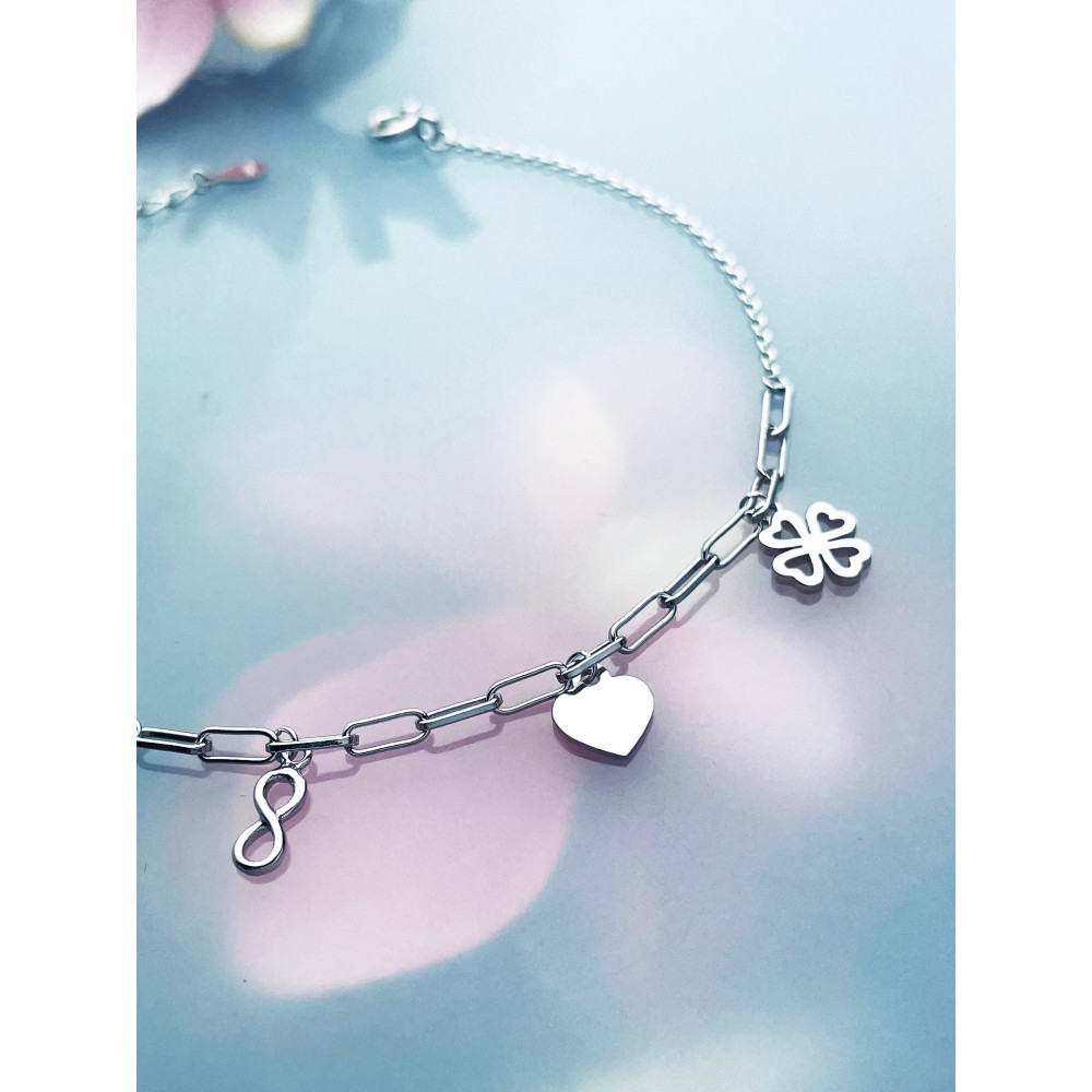 Herz Infinity Kleeblatt Armband 925 Silber Damen Kinder