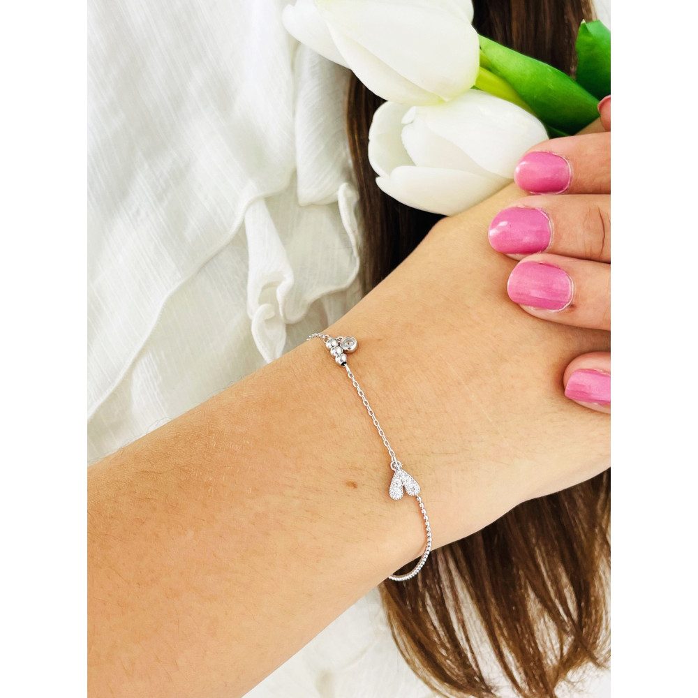 Herz Armband 925 Silber mit Zirkonia Damen Kinder