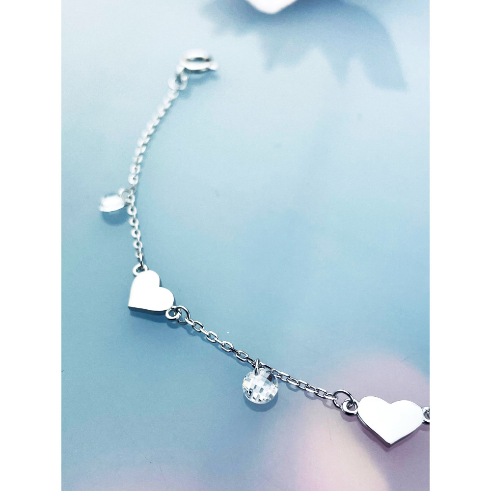 Herz Armband 925 Silber mit Zirkonia Damen Kinder