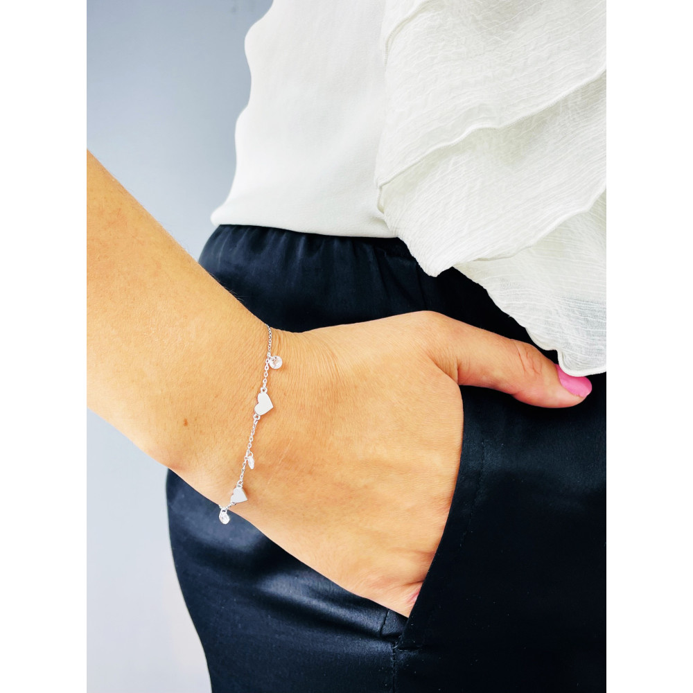 Herz Armband 925 Silber mit Zirkonia Damen Kinder