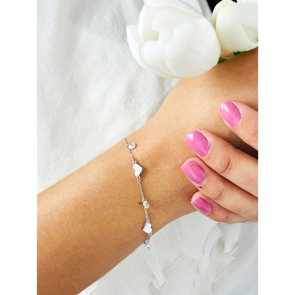 Herz Armband 925 Silber mit Zirkonia Damen Kinder