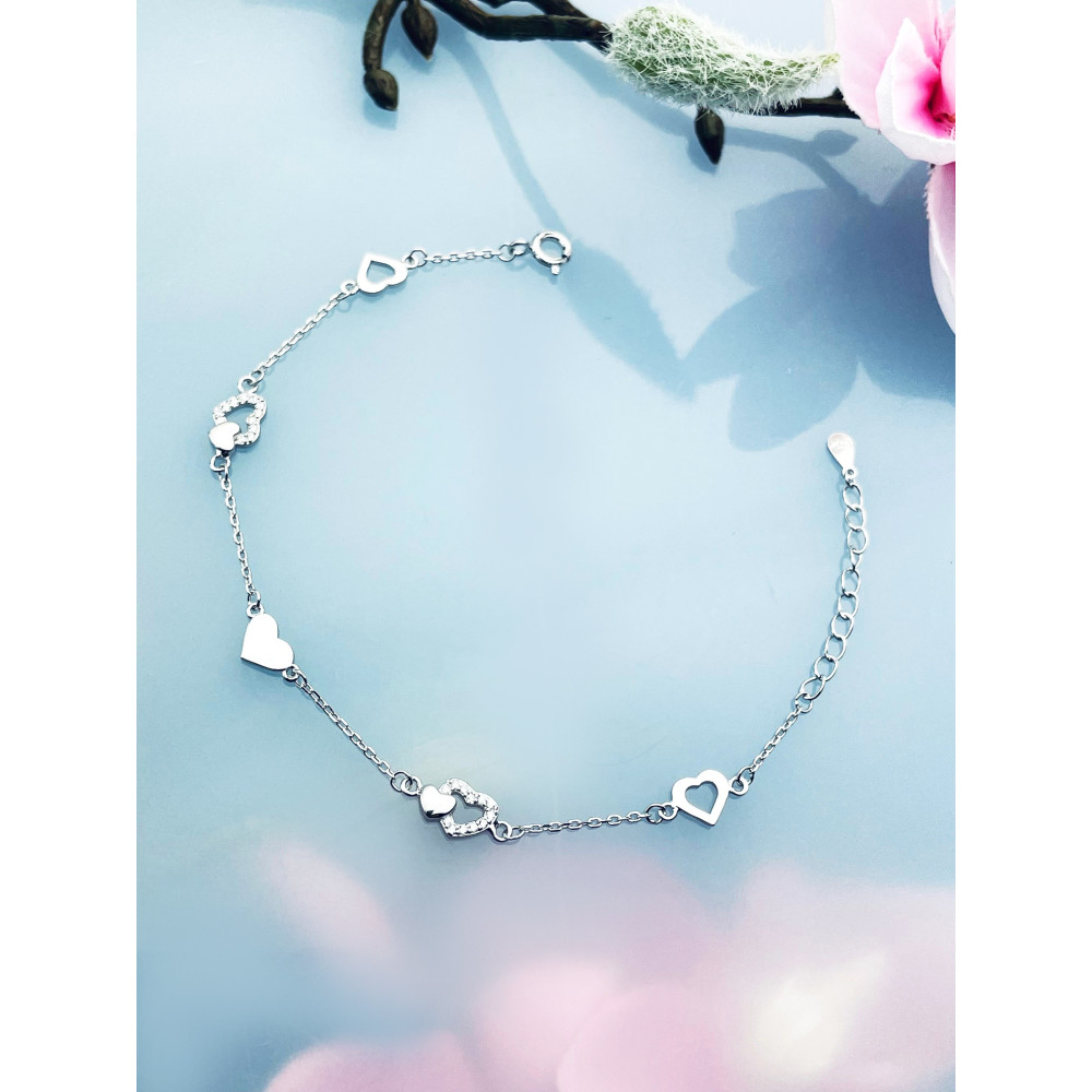 Herz Armband 925 Silber mit Zirkonia Damen Kinder