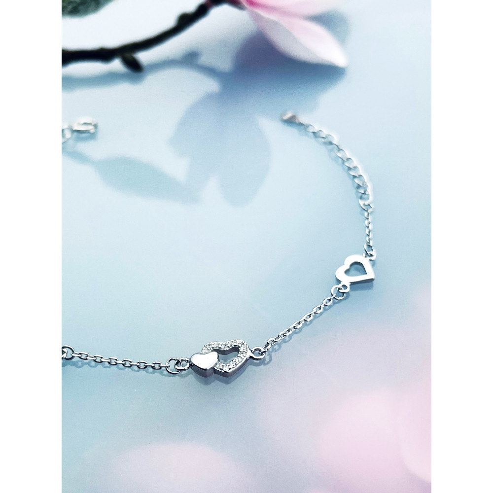 Herz Armband 925 Silber mit Zirkonia Damen Kinder