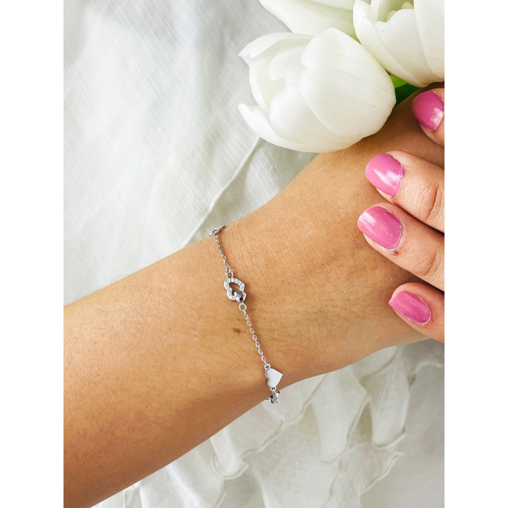 Herz Armband 925 Silber mit Zirkonia Damen Kinder