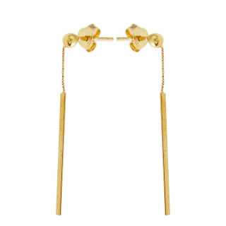 Złote kolczyki wiszące patyczki