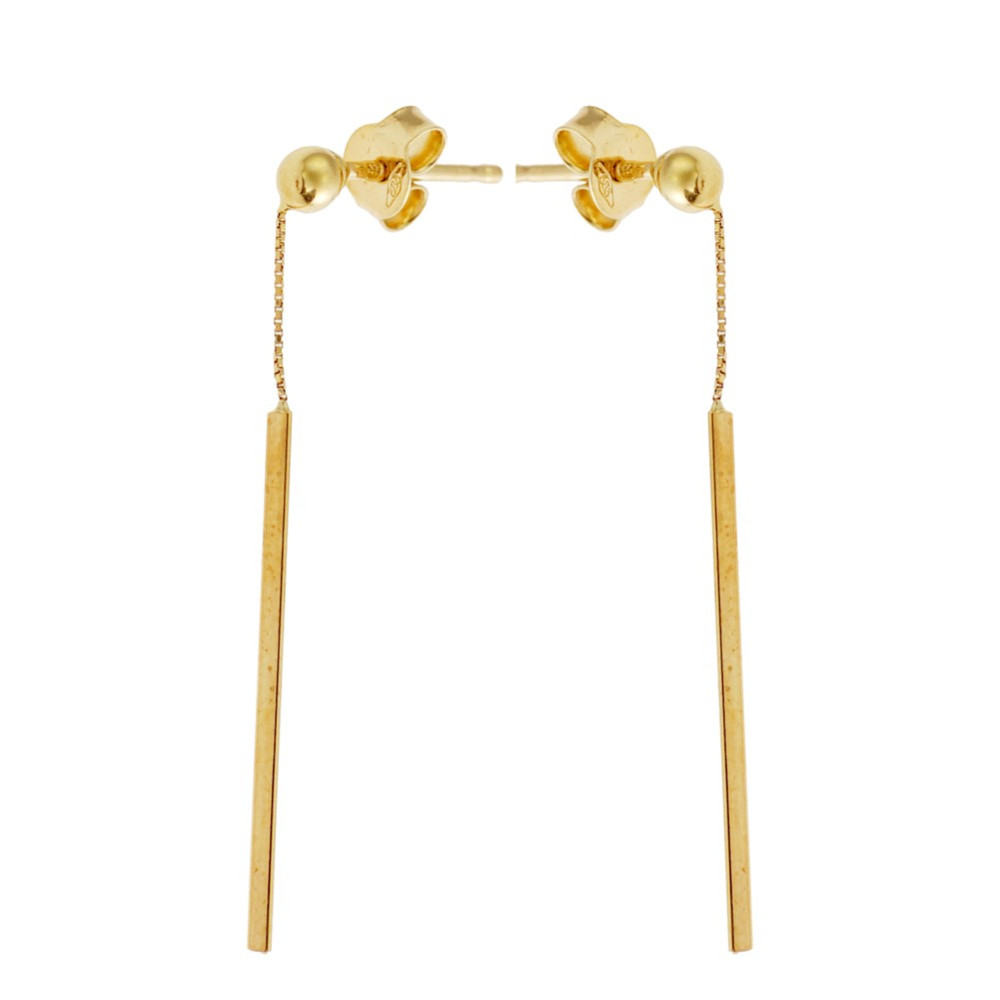Złote kolczyki wiszące patyczki