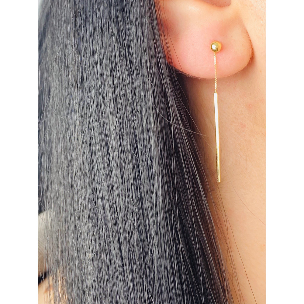 Złote kolczyki wiszące patyczki