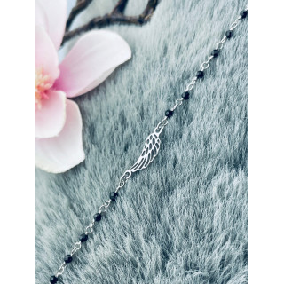 Flügel Armband 925 Silber mit Onyx Damen Kinder