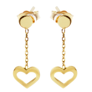 Złote kolczyki wiszące serca