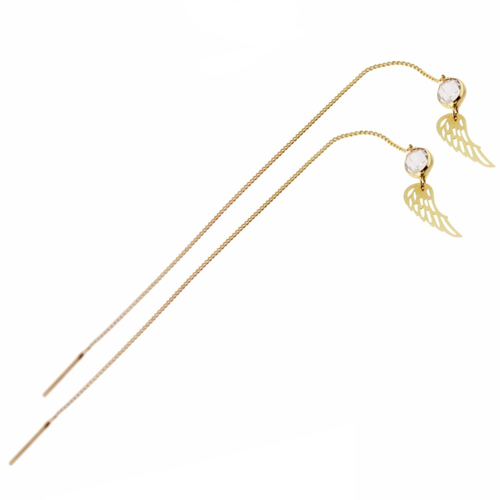 Złote kolczyki wiszące skrzydła