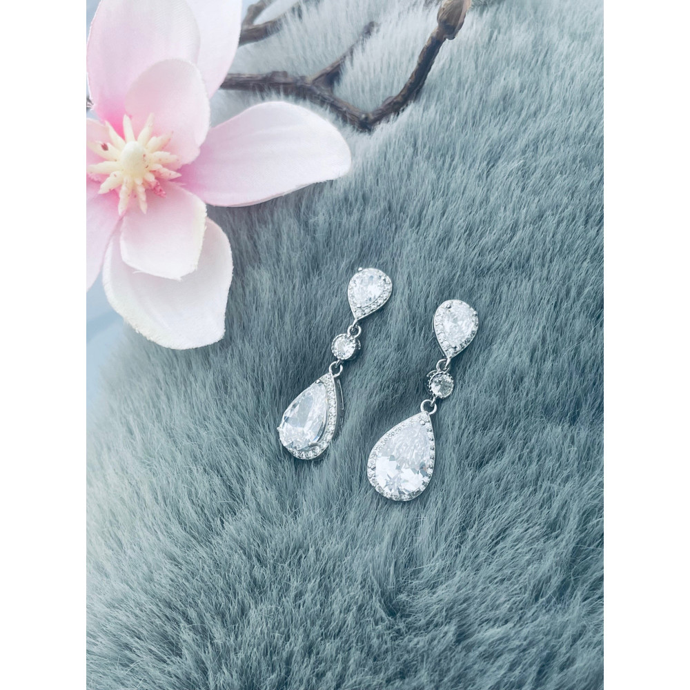 elegant 925 Silber Ohrringe mit Zirkonia Träne