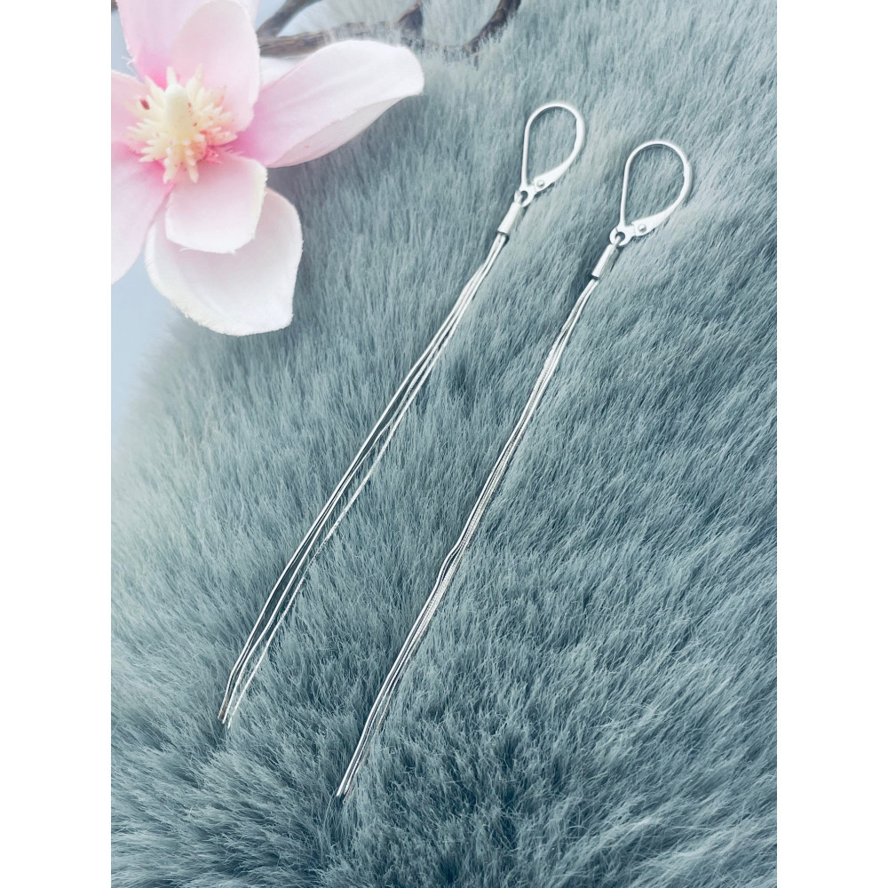 Zeile-kette 925 Silber Ohrringe