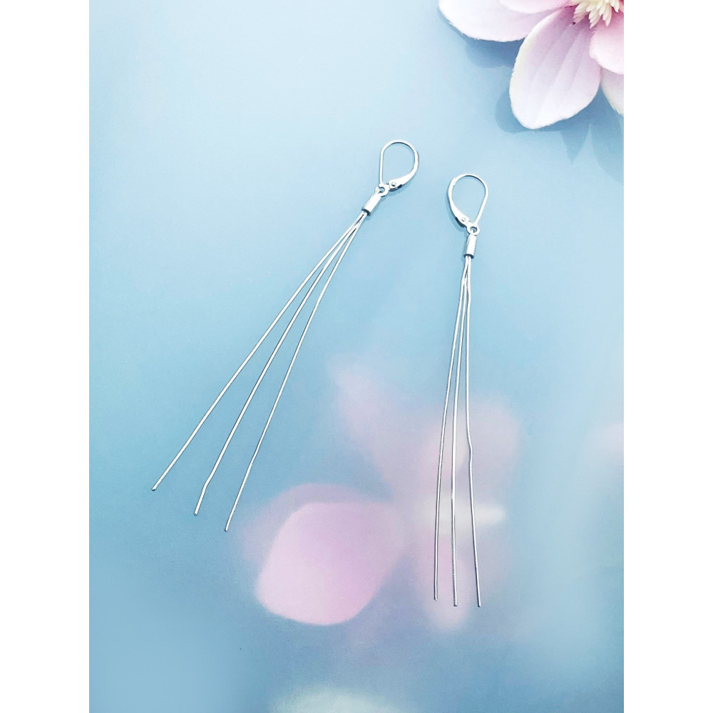 Zeile-kette 925 Silber Ohrringe