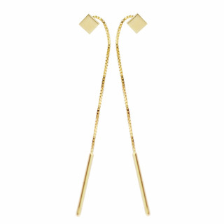 Złote kolczyki wiszące kwadrat