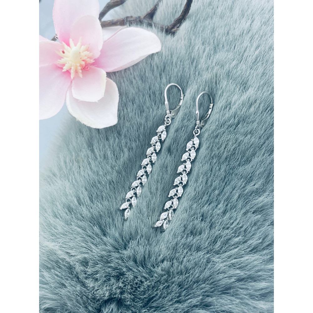 Blatt 925 Silber Ohrringe mit Zirkonia