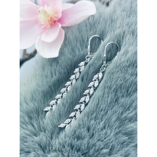 Blatt 925 Silber Ohrringe mit Zirkonia