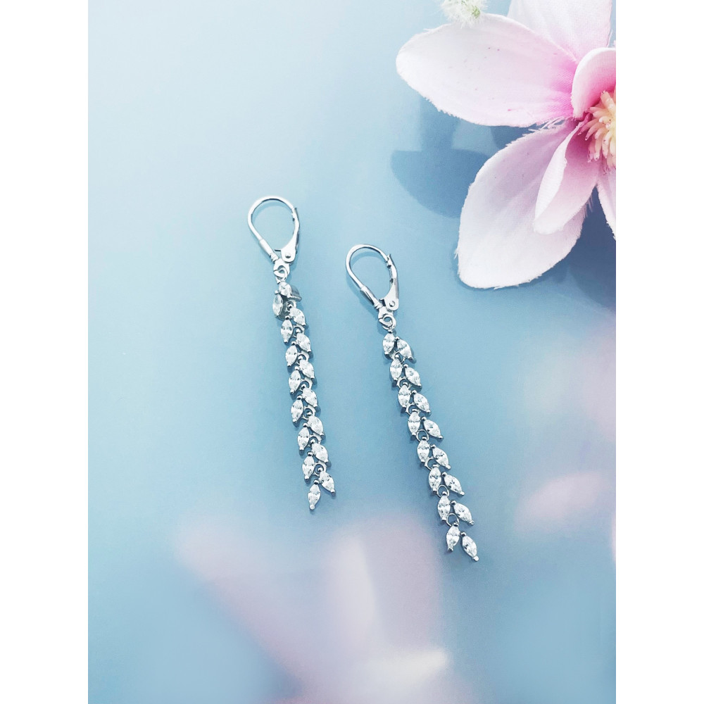 Blatt 925 Silber Ohrringe mit Zirkonia