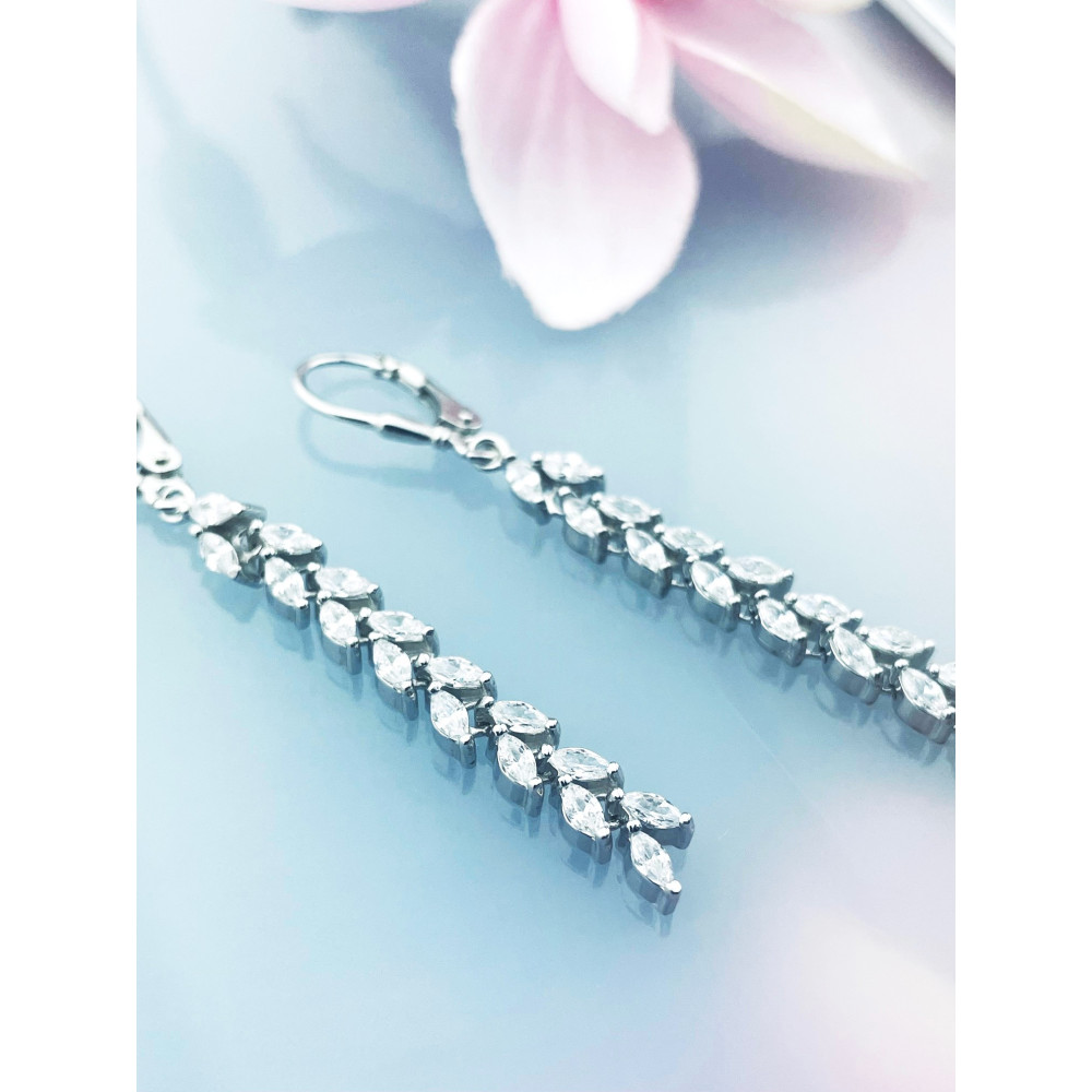 Blatt 925 Silber Ohrringe mit Zirkonia