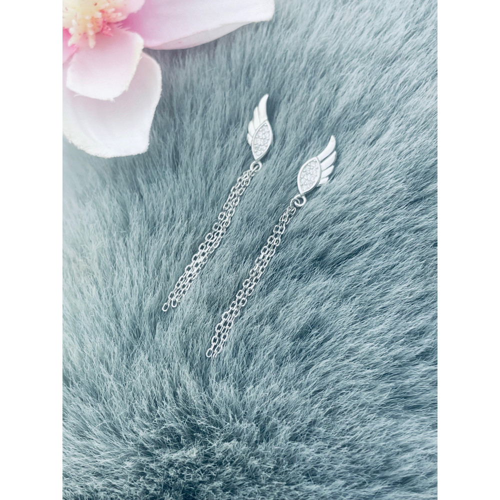 Flügel 925 Silber Ohrringe mit Zirkonia