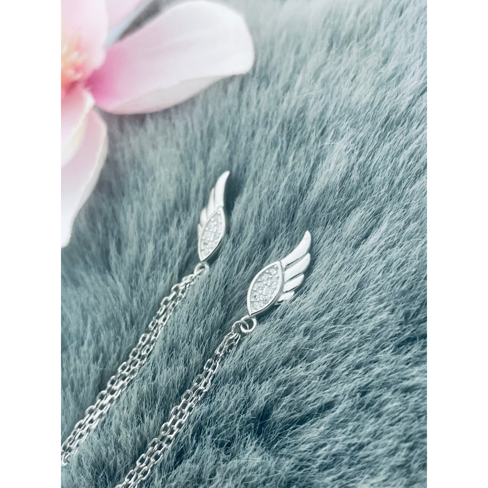 Flügel 925 Silber Ohrringe mit Zirkonia