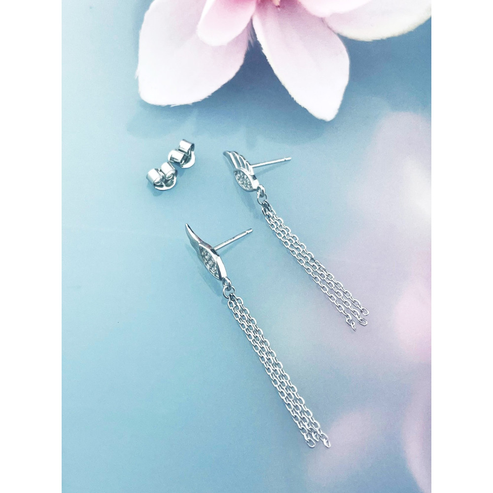 Flügel 925 Silber Ohrringe mit Zirkonia