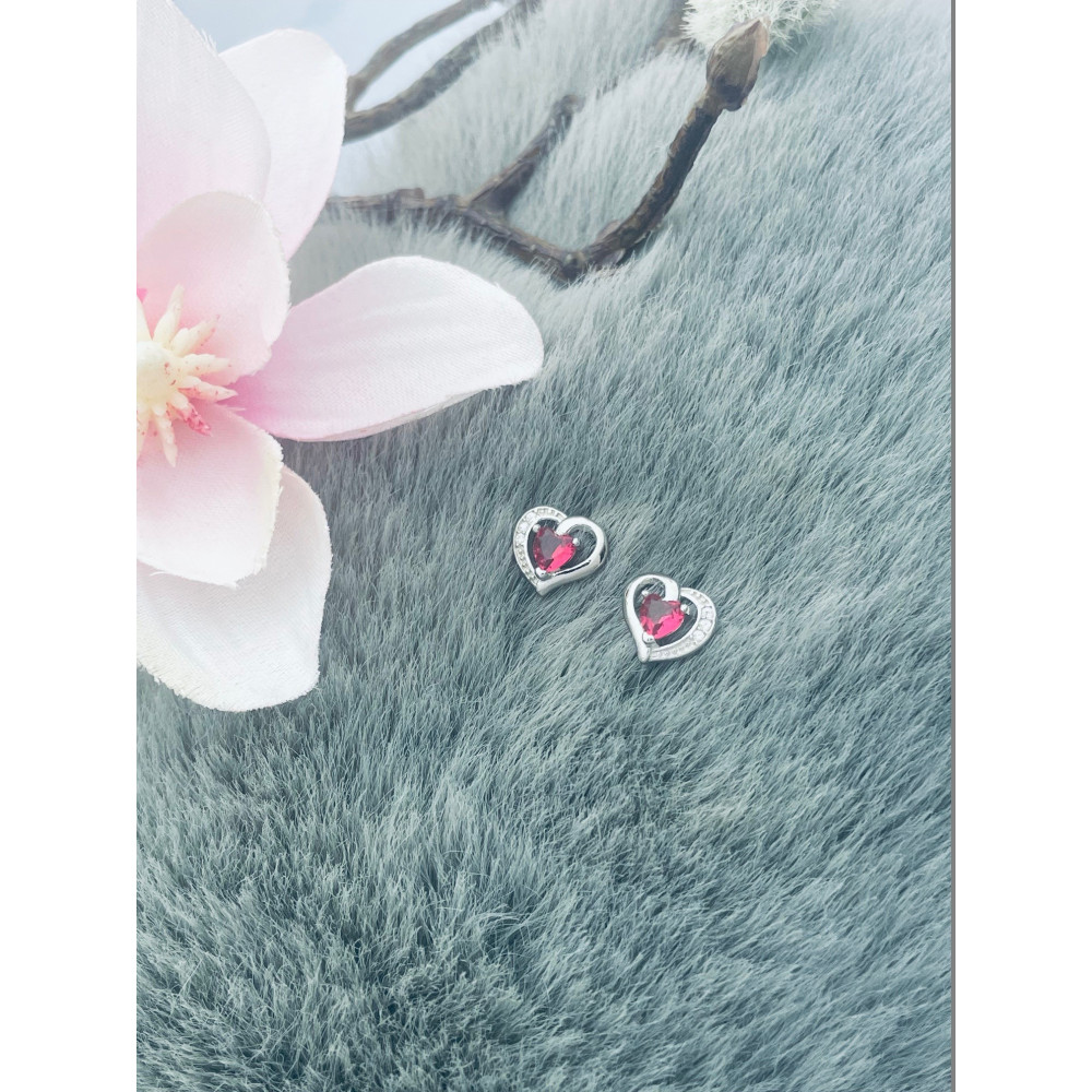 Herz 925 Silber Ohrringe mit Zirkonia
