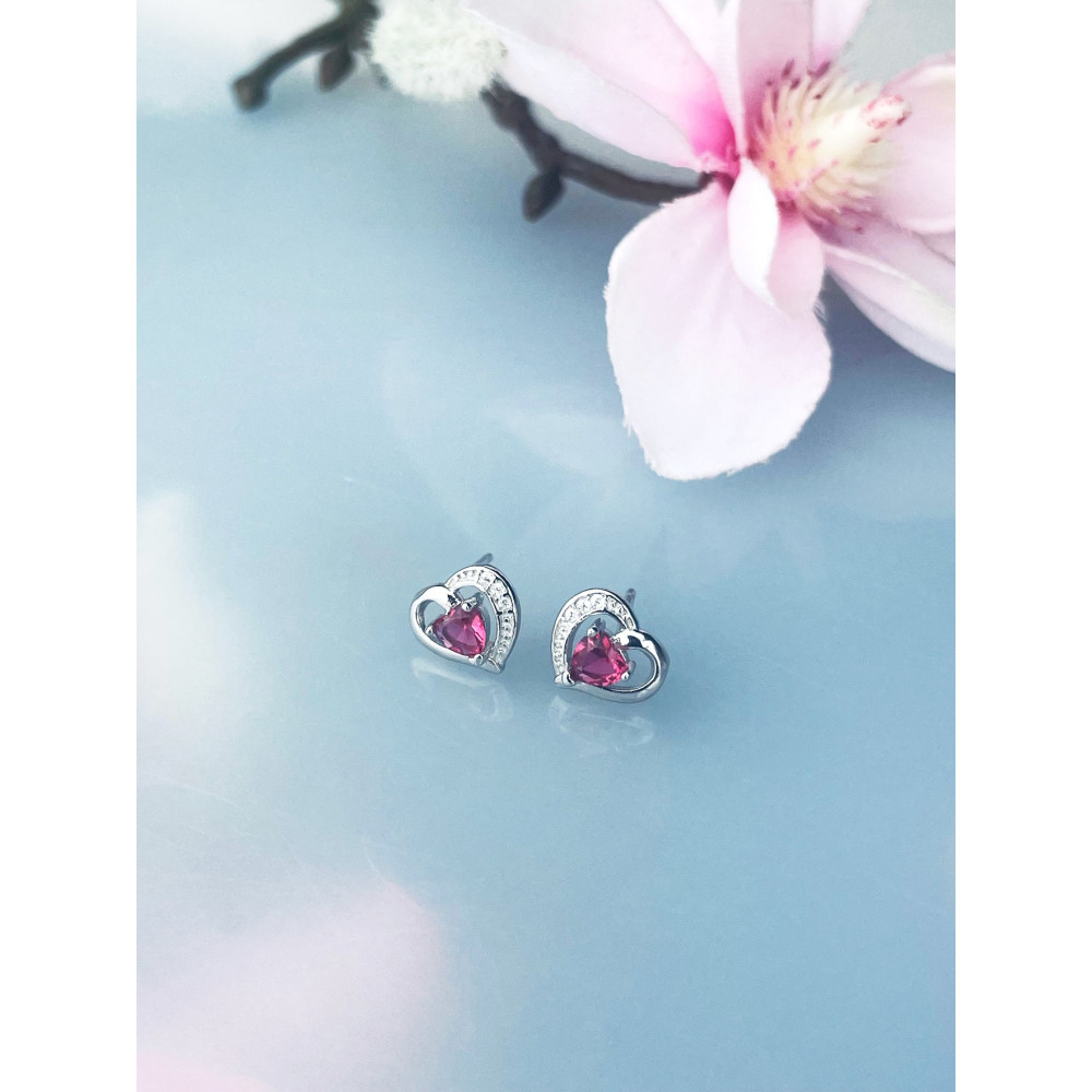 Herz 925 Silber Ohrringe mit Zirkonia