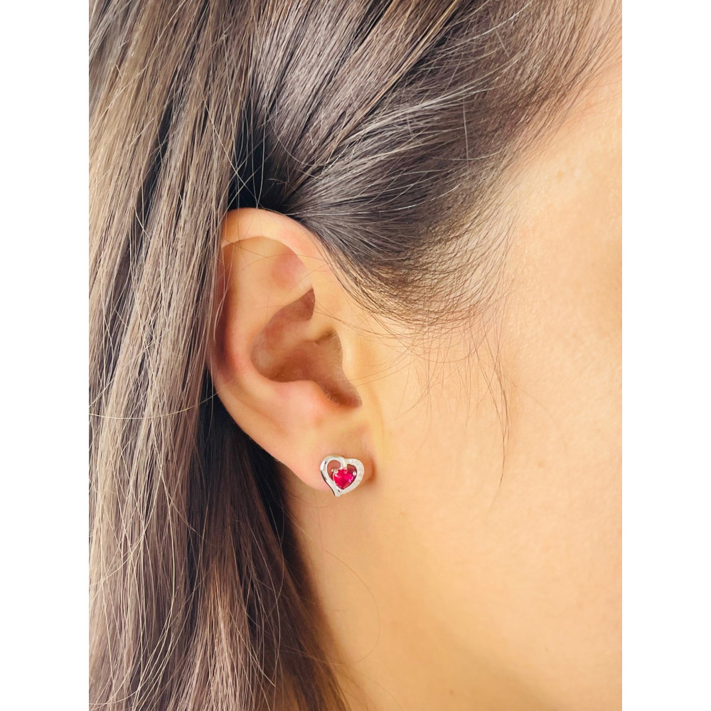 Herz 925 Silber Ohrringe mit Zirkonia