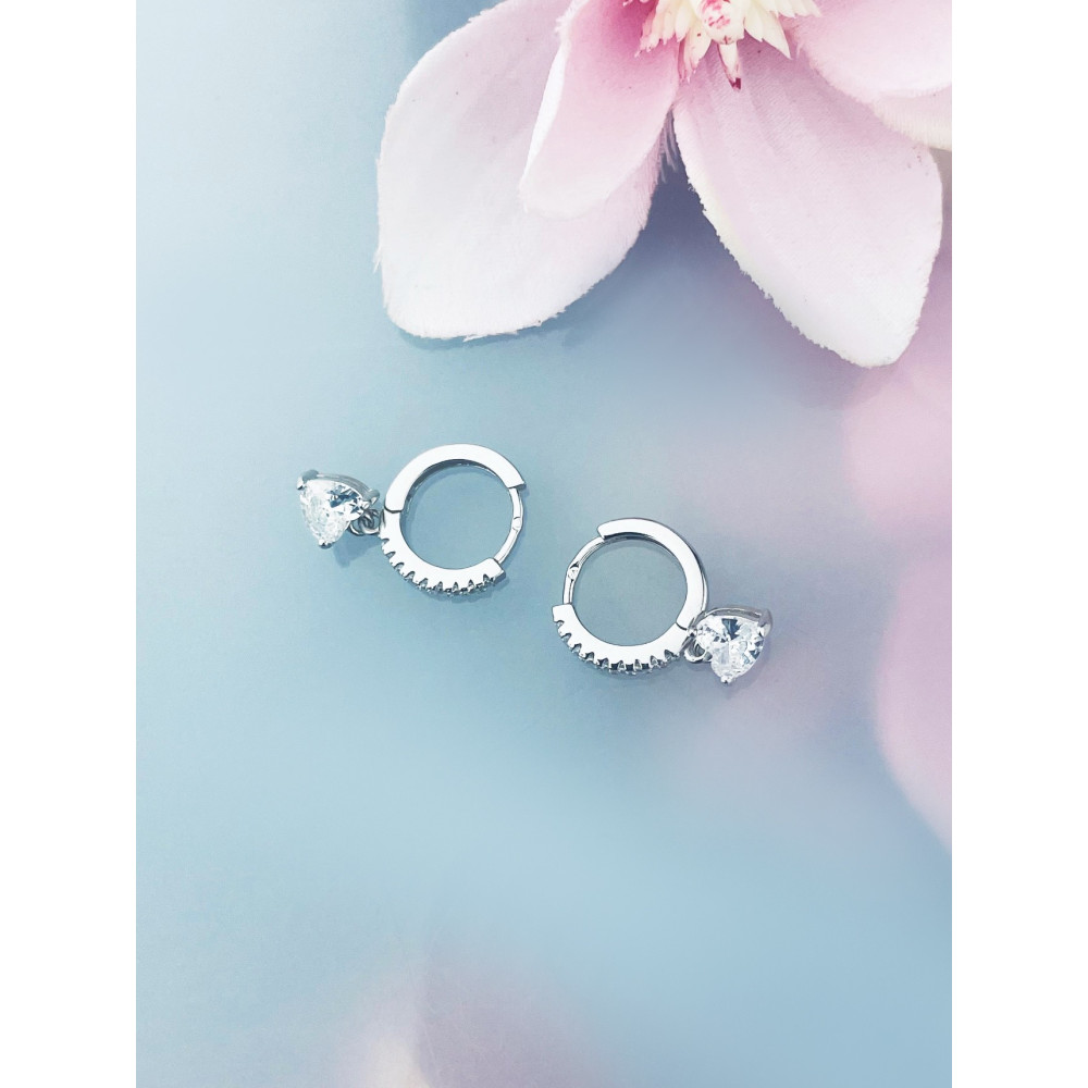 Herz 925 Silber Ohrringe mit Zirkonia