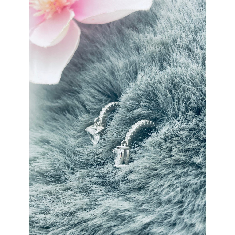 Herz 925 Silber Ohrringe mit Zirkonia