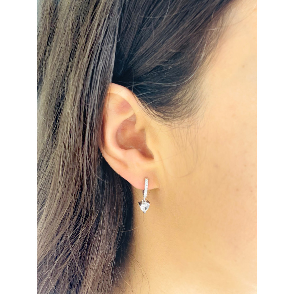 Herz 925 Silber Ohrringe mit Zirkonia