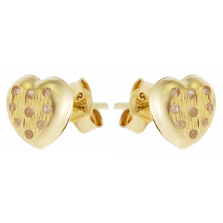 Złote kolczyki serca z cyrkoniami