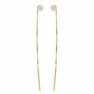 Złote kolczyki wiszące patyczki z cyrkonią