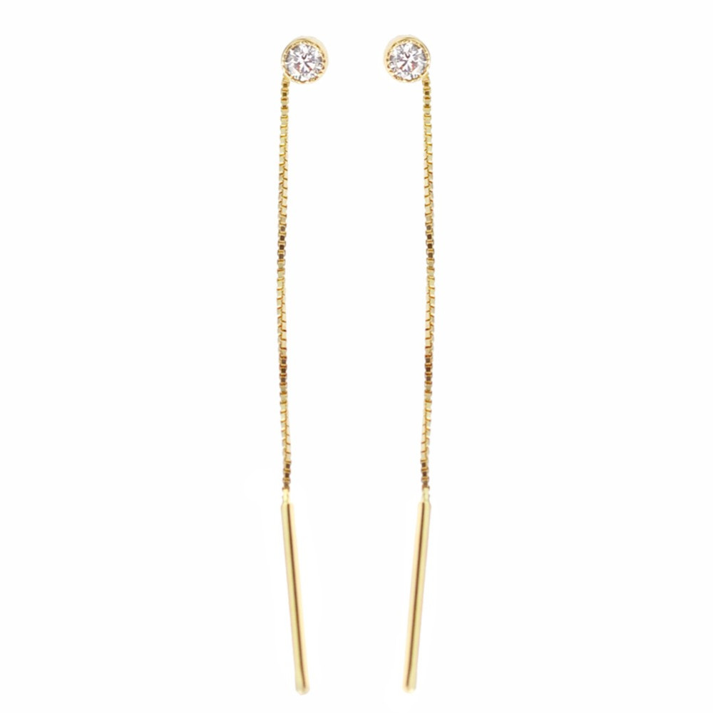 Złote kolczyki wiszące patyczki