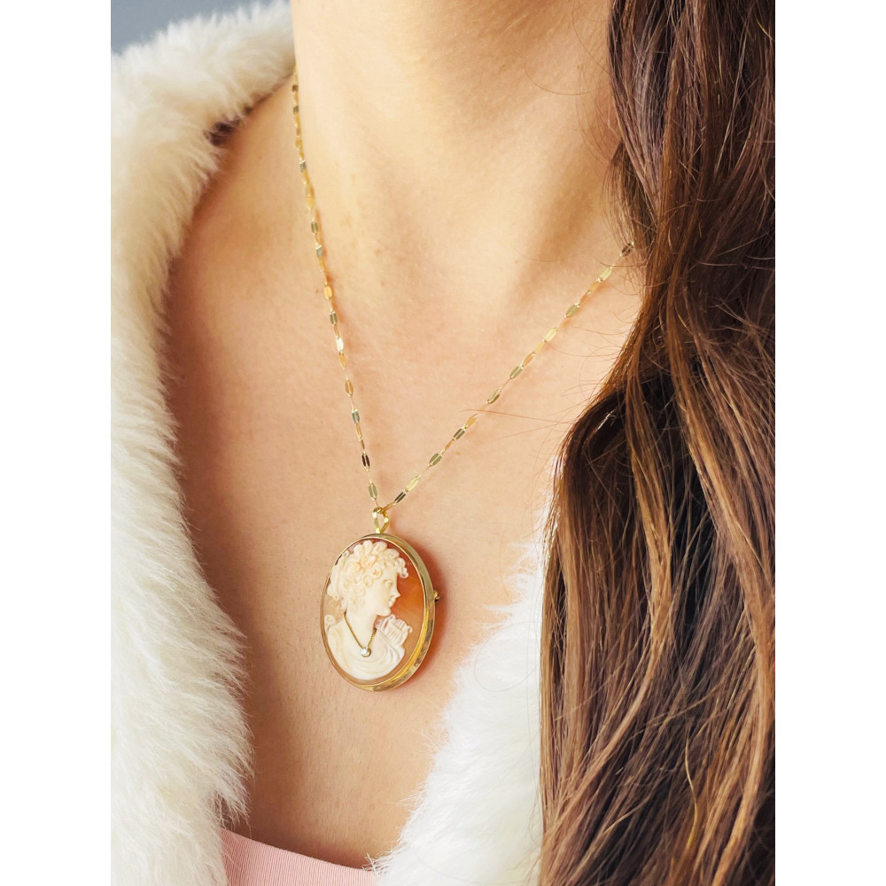 Kamea Goldbrosche mit Zirkonia Gelbgold 585er 14KT