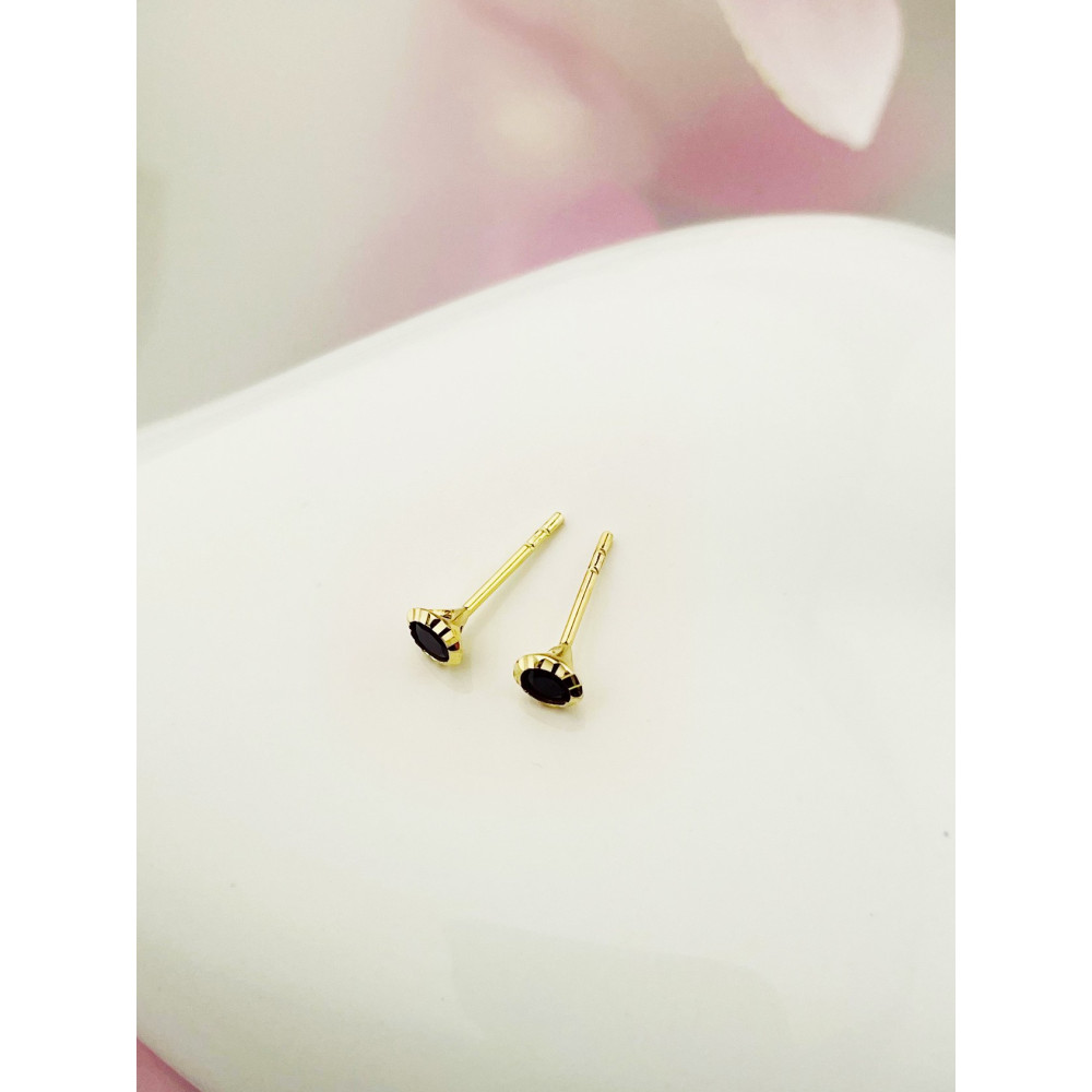 Gold Ohrringe Kugel mit Onyx Ohrhänger Ohrstecker Ohrschmuck Gelbgold Gold 585er 14KT