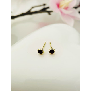 Gold Ohrringe Kugel mit Onyx Ohrhänger Ohrstecker Ohrschmuck Gelbgold Gold 585er 14KT