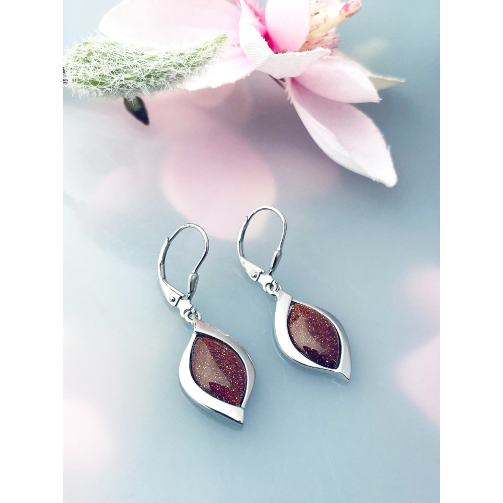 Srebrne kolczyki wiszące ogniki piasek pustyni