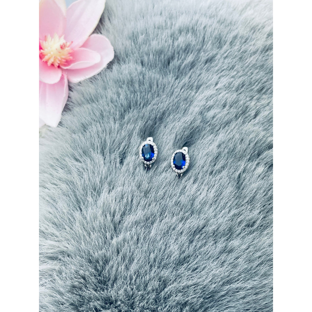 Oval 925 Silber Ohrringe mit Zirkonia