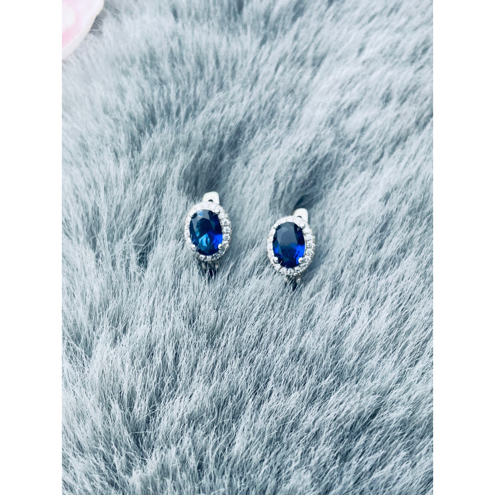 Oval 925 Silber Ohrringe mit Zirkonia