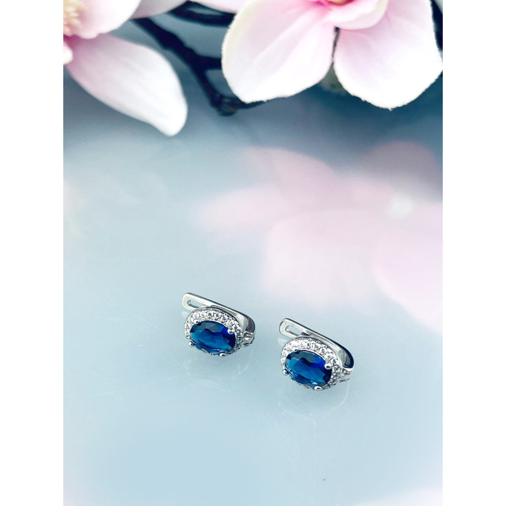 Oval 925 Silber Ohrringe mit Zirkonia