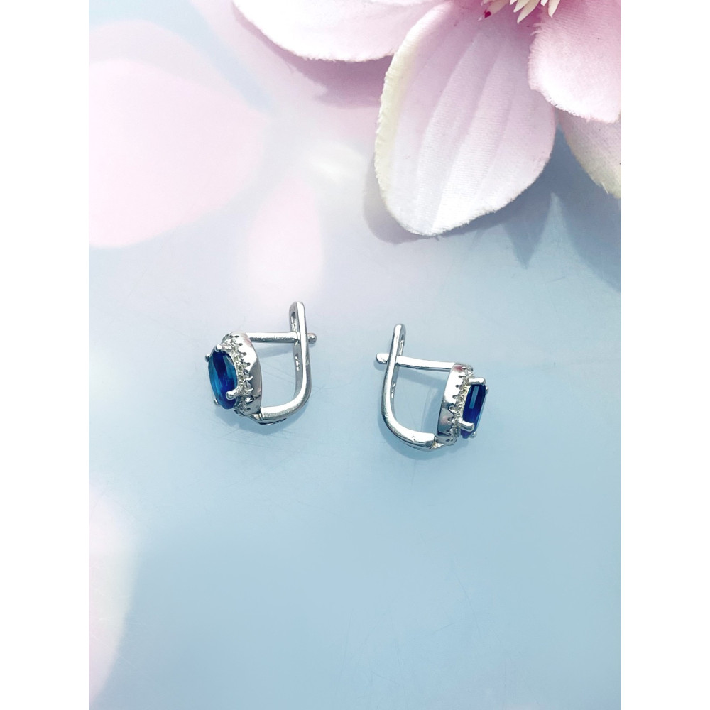 Oval 925 Silber Ohrringe mit Zirkonia